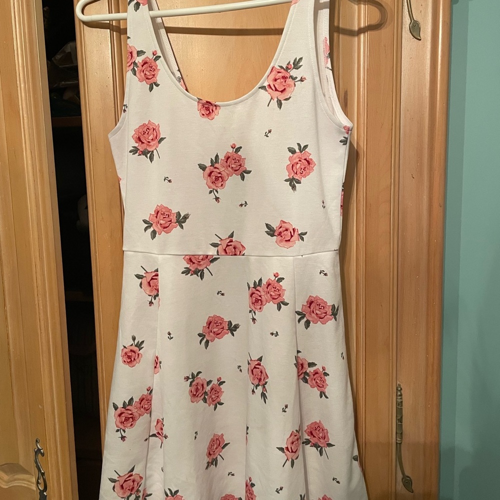 H&M White Dress with Pink Floral Pattern